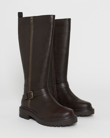 Sherry Zip Detail Knee High Boots - Extra Wide Fit (EEE) & Super Curvy Calf