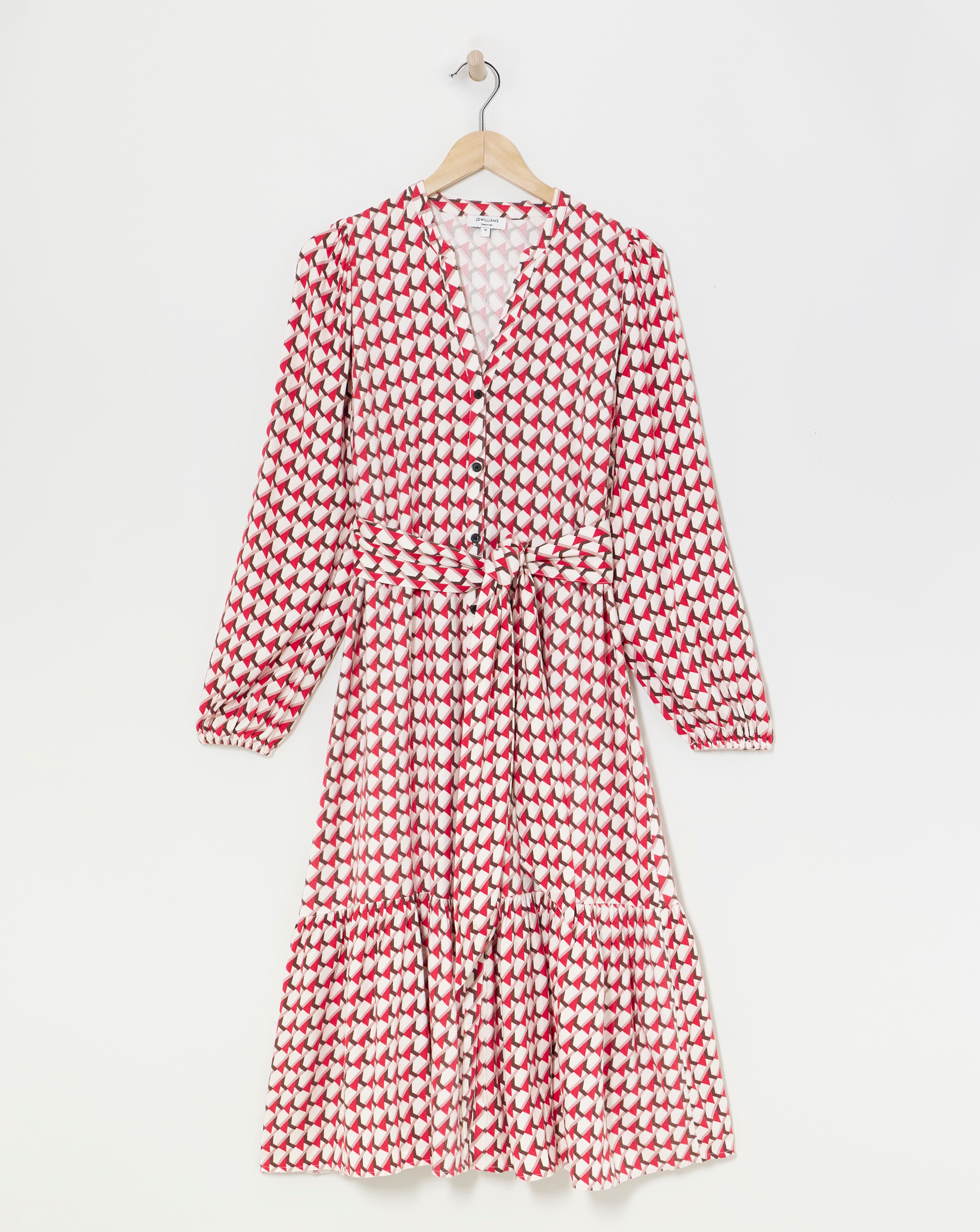 Button Through Tie Belt Midi Dress