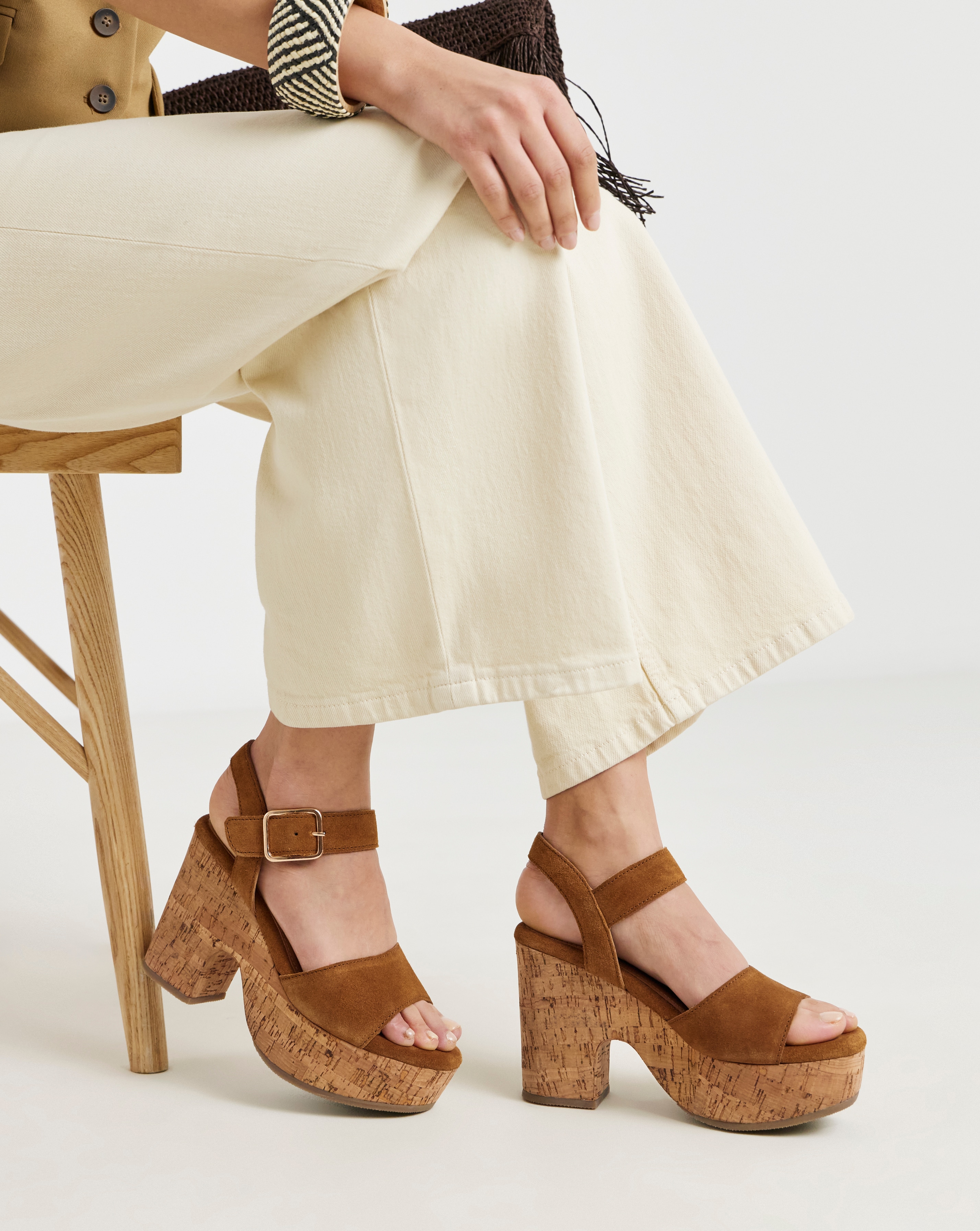 Platform Cork Sandals Wide Fit