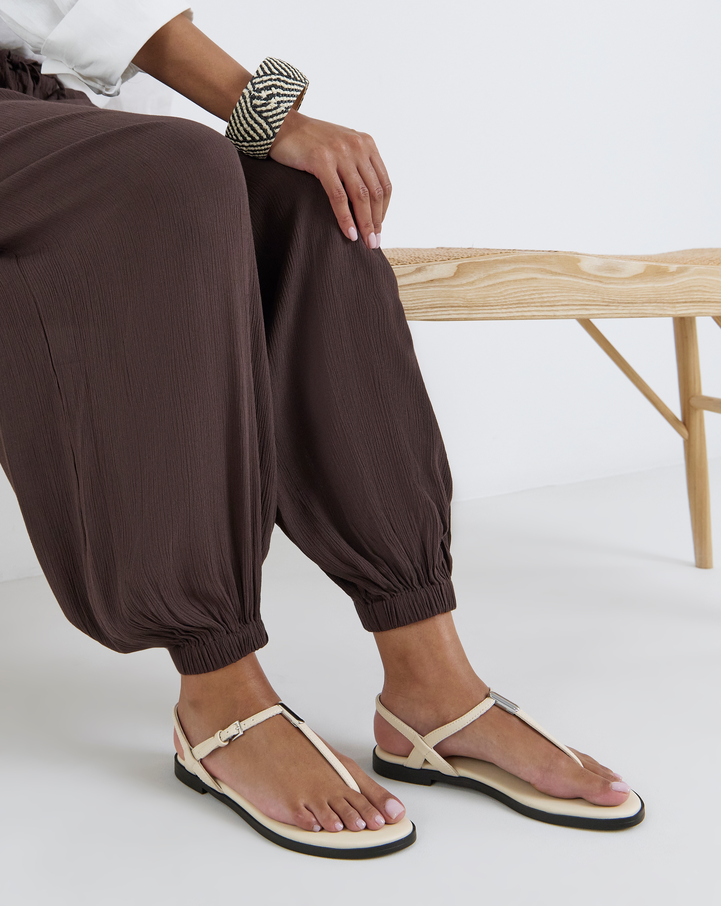 T Bar Hardware Sandals Wide