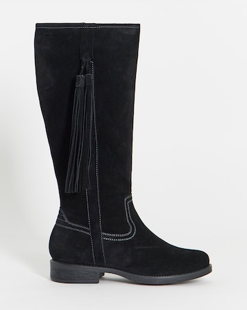 Abby Suede Tassle Knee High Boots - Extra Wide Fit (EEE) & Super Curvy Calf