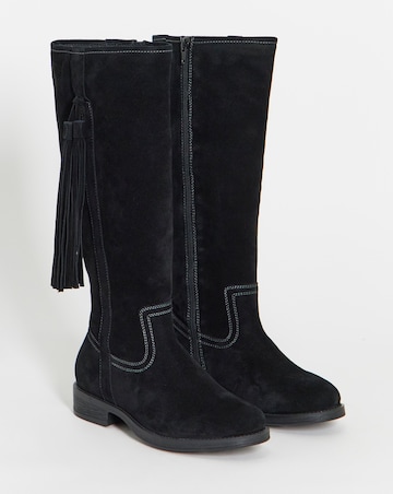 Abby Suede Tassle Knee High Boots - Extra Wide Fit (EEE) & Super Curvy Calf