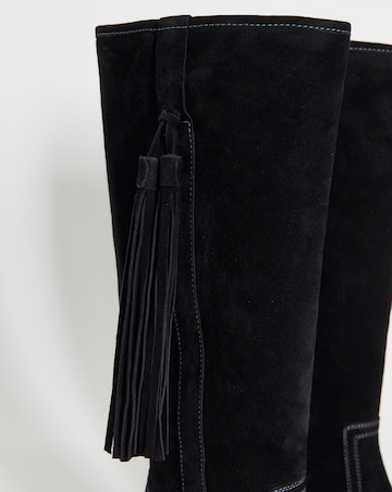 Abby Suede Tassle Knee High Boots - Extra Wide Fit (EEE) & Super Curvy Calf