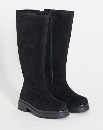 Duclie Chunky Stretch Knee High Boots - Wide Fit (E) & Standard Calf
