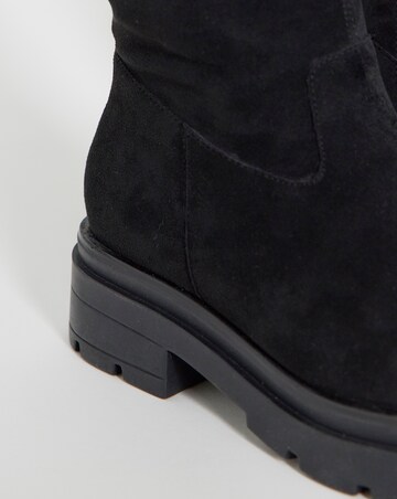 Duclie Chunky Stretch Knee High Boots - Wide Fit (E) & Standard Calf