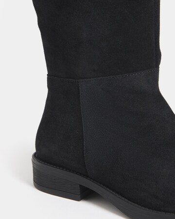 Krista Suede Pull On Knee High Boots - Wide Fit (E) & Curvy Calf