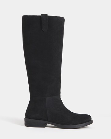 Krista Suede Pull On Knee High Boots - Wide Fit (E) & Curvy Calf