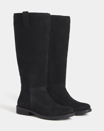 Krista Suede Pull On Knee High Boots - Wide Fit (E) & Curvy Calf