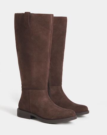 Krista Suede Pull On Knee High Boots - Extra Wide Fit (EEE) & Super Curvy Calf