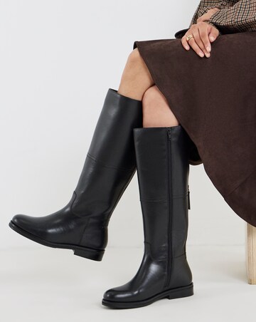Theodora Leather Flat Knee High Boots - Extra Wide Fit (EEE) & Super Curvy Calf