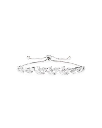 Silver Plated Cubic Zirconia Navette Toggle Bracelet