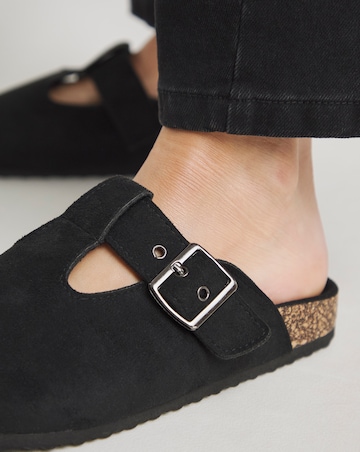 Valetta Buckle Closed Toe Cut Out Mules - Extra Wide Fit (EEE)