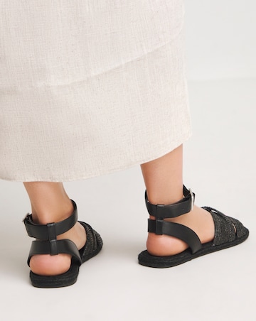 Ivy Raffia Two Part Flat Sandals - Extra Wide Fit (EEE)