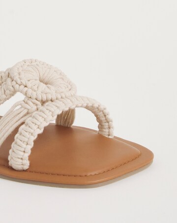 Macrame Woven Mule Flat Sandals - Wide Fit (E)