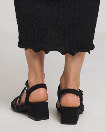 Gayle Low Block Heel Diamante Strap Detail Sandal Wide E Fit