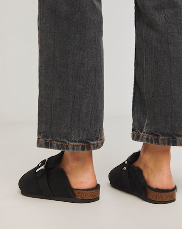 Franny Closed Toe House Shoe With Buckle Detail - Wide Fit (E)