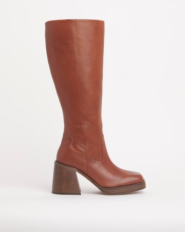 Gingerly Leather Platform Knee High Boots - Extra Wide Fit (EEE) & Standard Calf