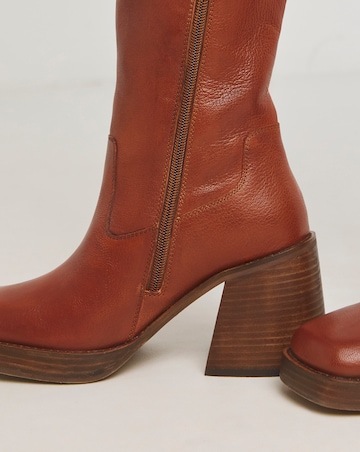 Gingerly Leather Platform Knee High Boots - Extra Wide Fit (EEE) & Standard Calf