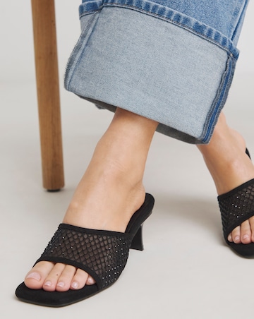 Paloma Diamante Mesh Kitten Heel Mule - Wide Fit (E)