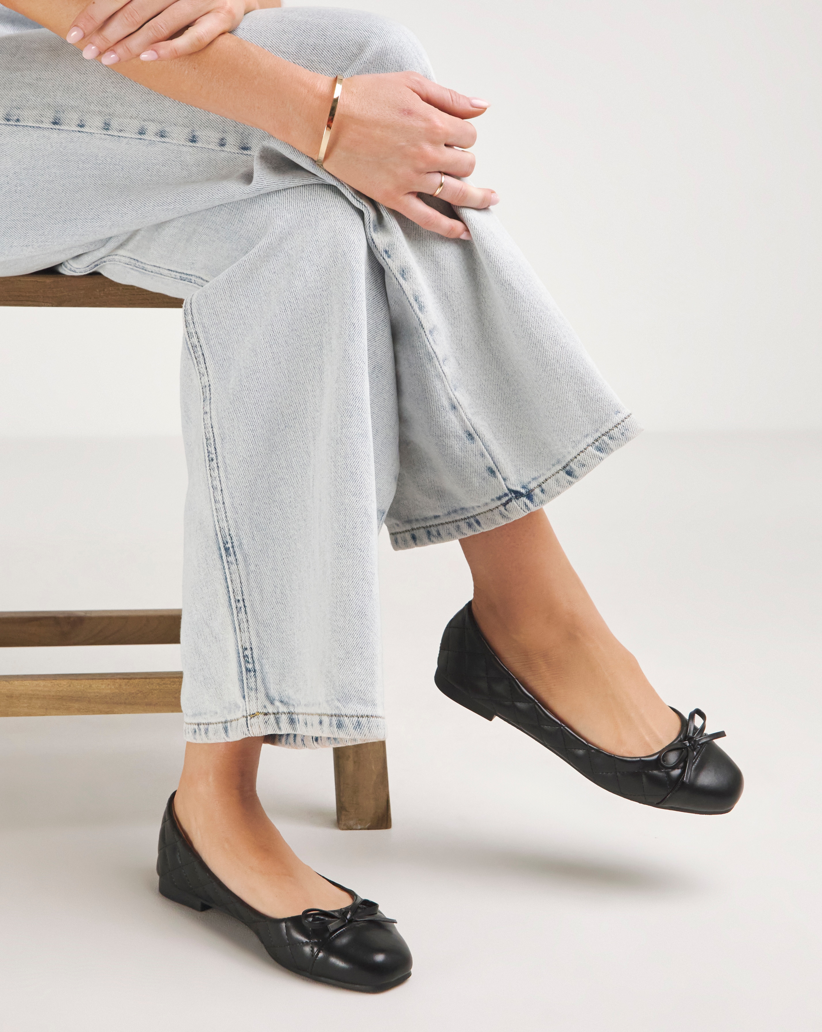 Quilted Toe Cap Ballerina EEE Fit