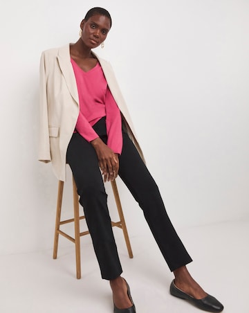 Pure Cotton Rose Long Sleeve V-Neck Slouch Longline Top
