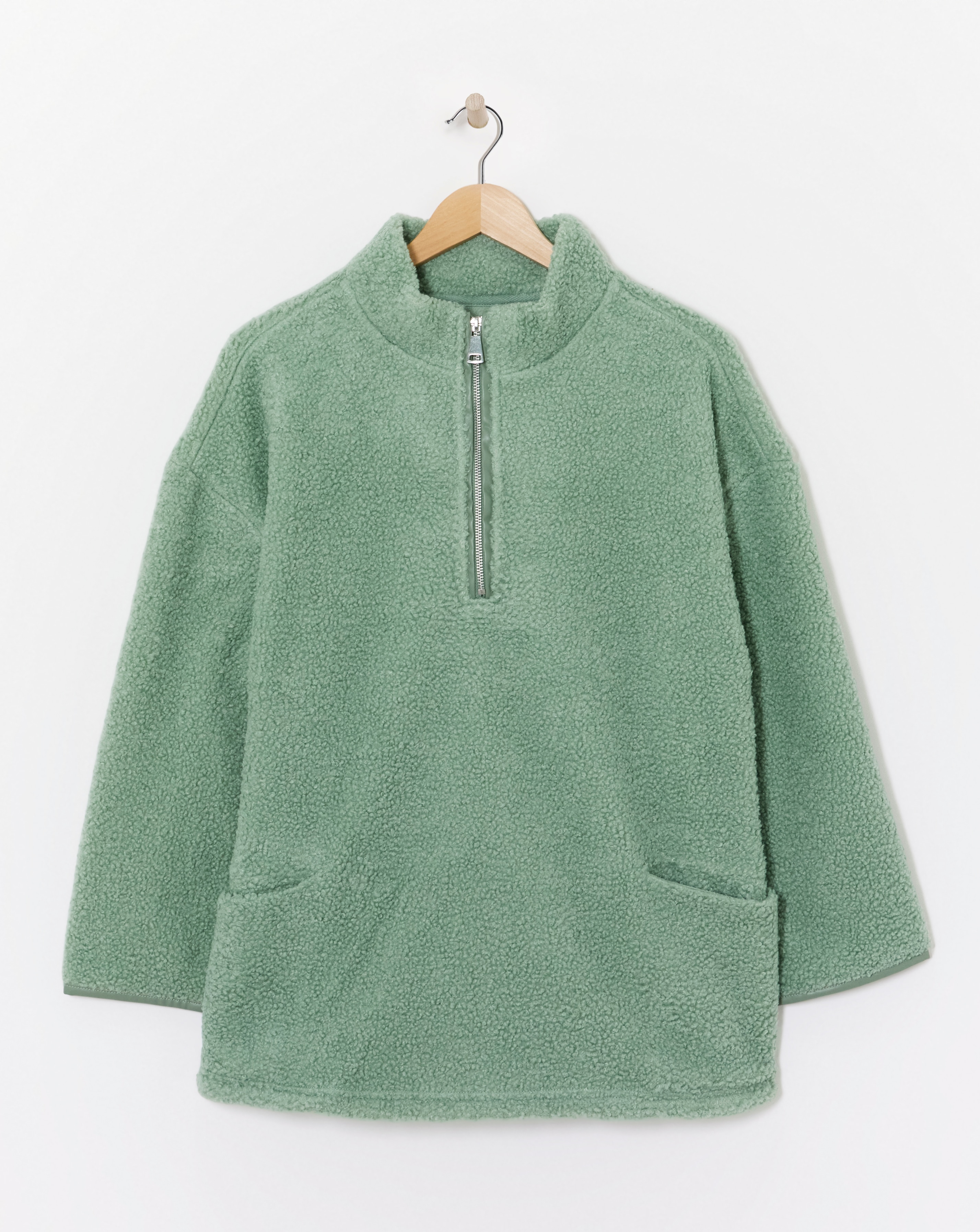 Longline Borg Quarter Zip Jacket