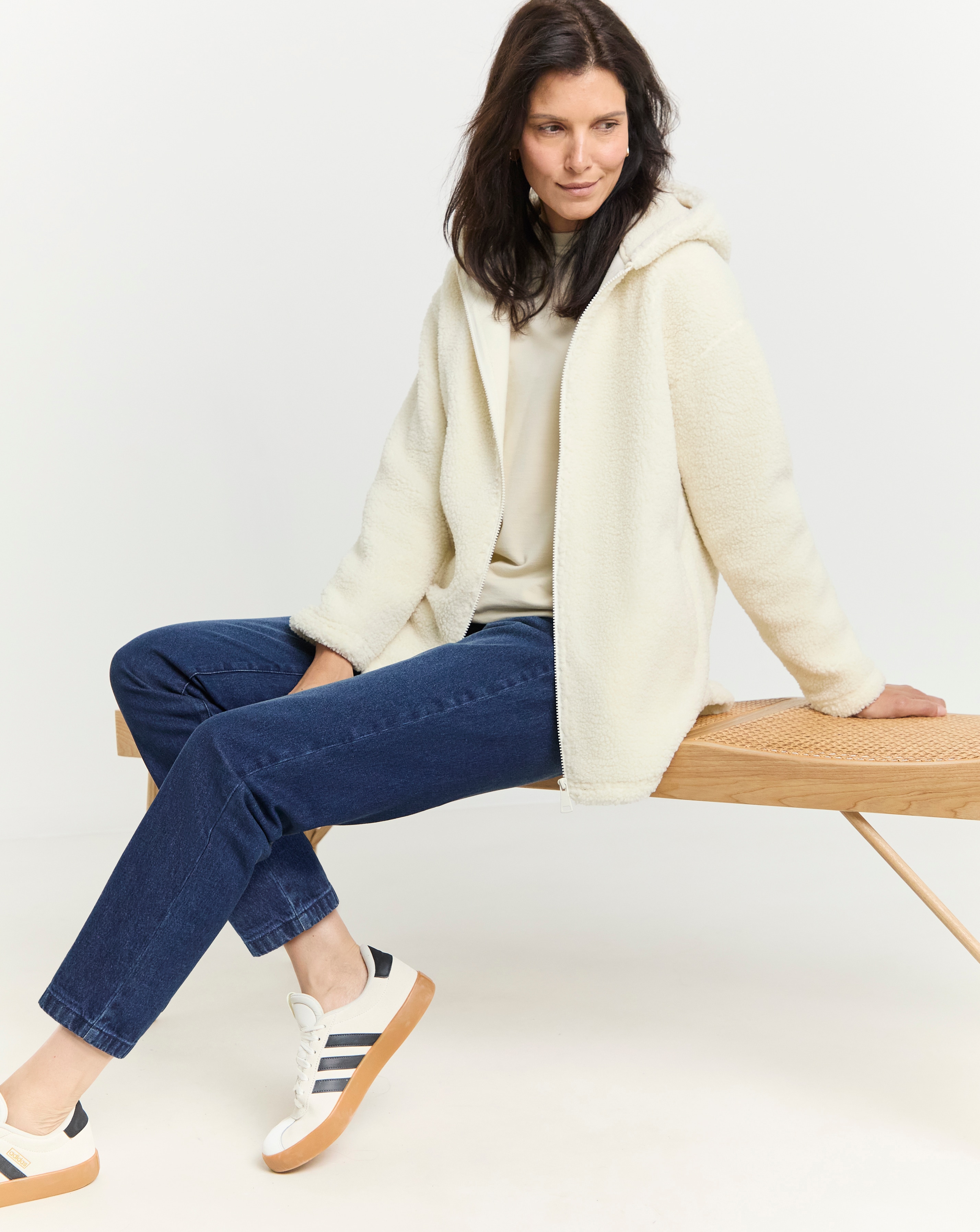 Longline Borg Zip Up Jacket