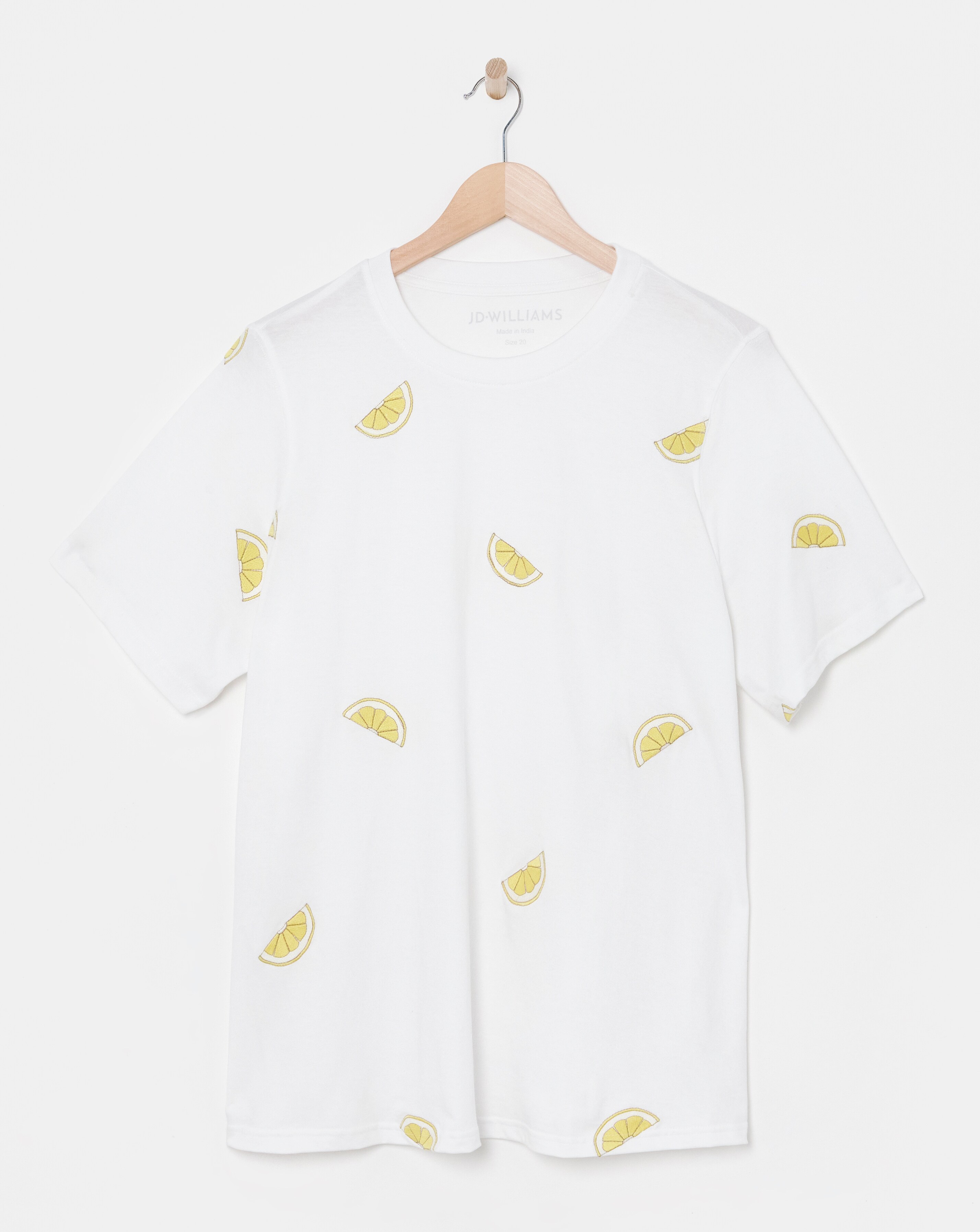 Crew Neck Lemon Embroidered T-Shirt