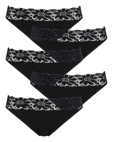 5PK Lace Top High Leg Briefs