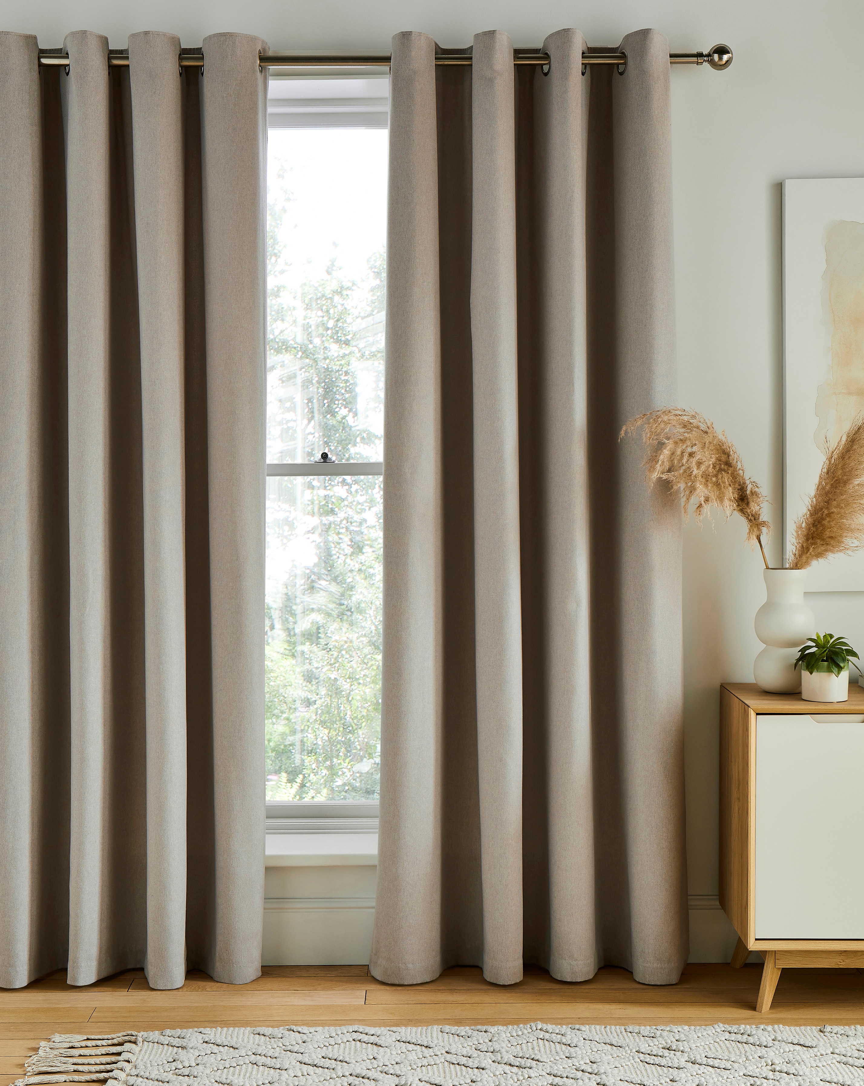 Plain Brushed Eyelet Curtains