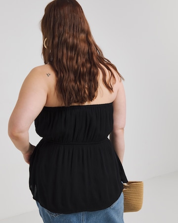 Simply Be Black Crinkle Bandeau Shell Tie Top