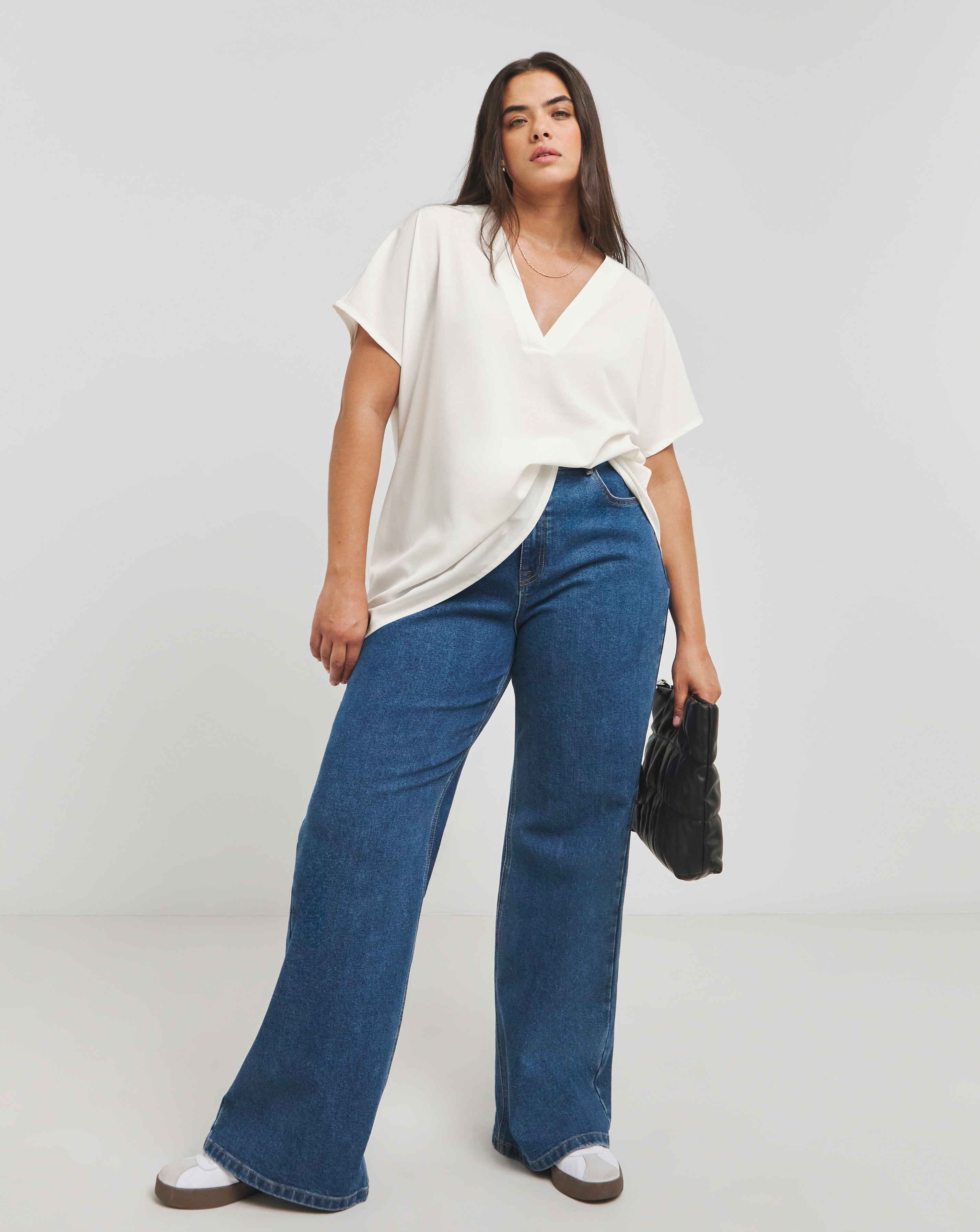 Ivory V Neck Boxy Blouse