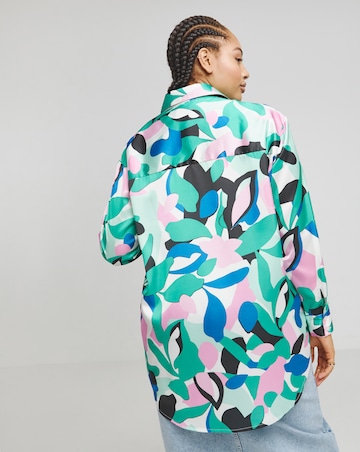 Multi Print Oversized Satin Shirt