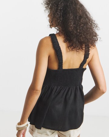 Simply Be Black Knot Front Linen Cami