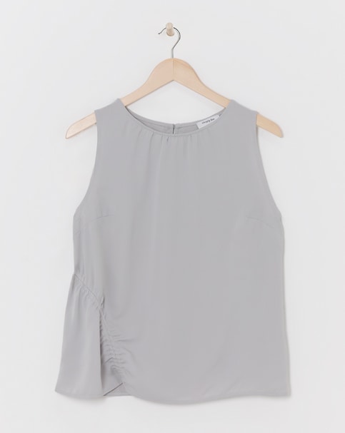 Light Grey Ruched Sleeveless Blouse