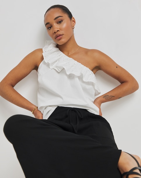 White Broderie Ruffle Blouse