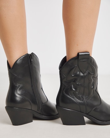 Angelique Embroidered Leather Ankle Western Boots - Extra Wide Fit (EEE)