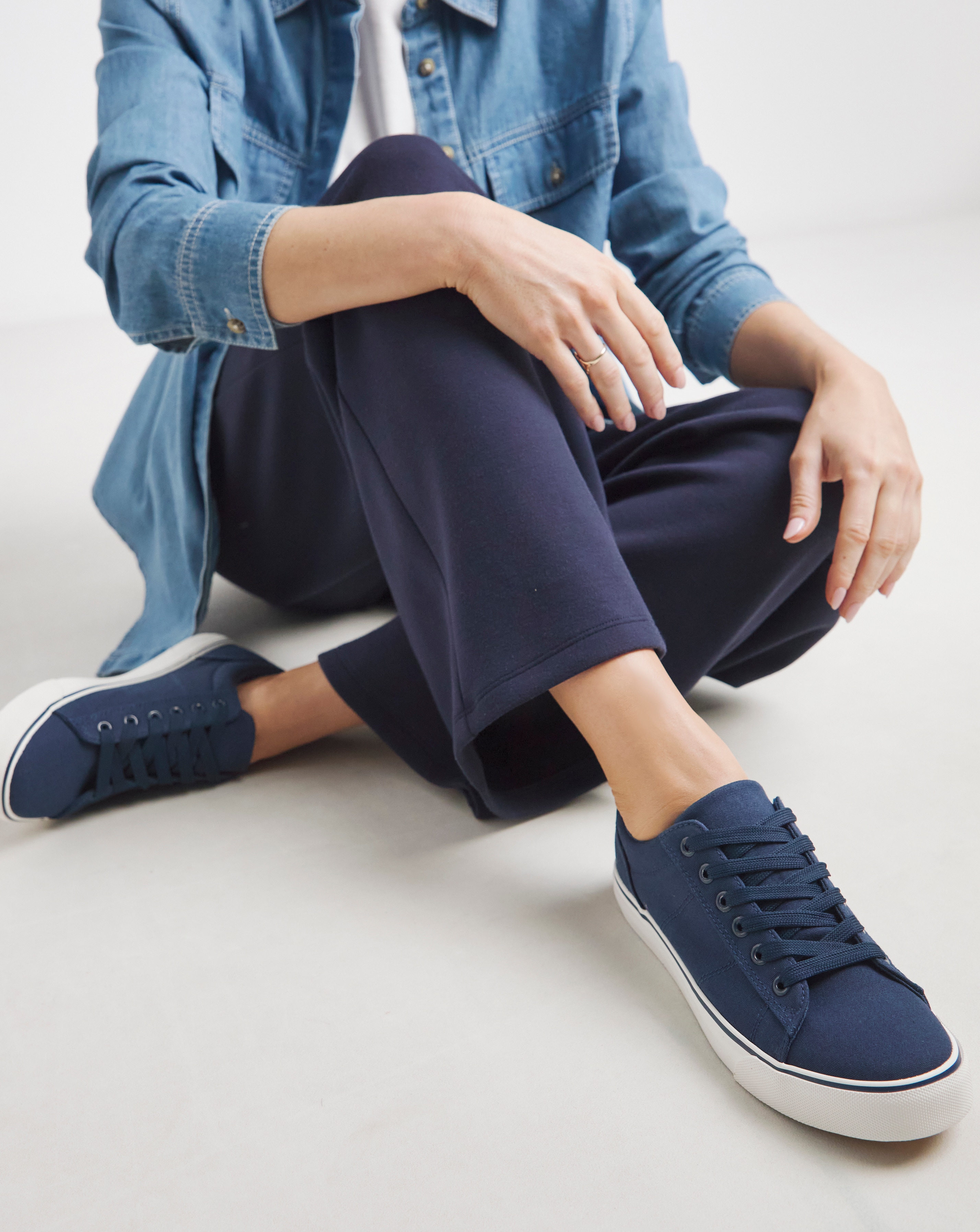 Lace Up Canvas Trainer Wide