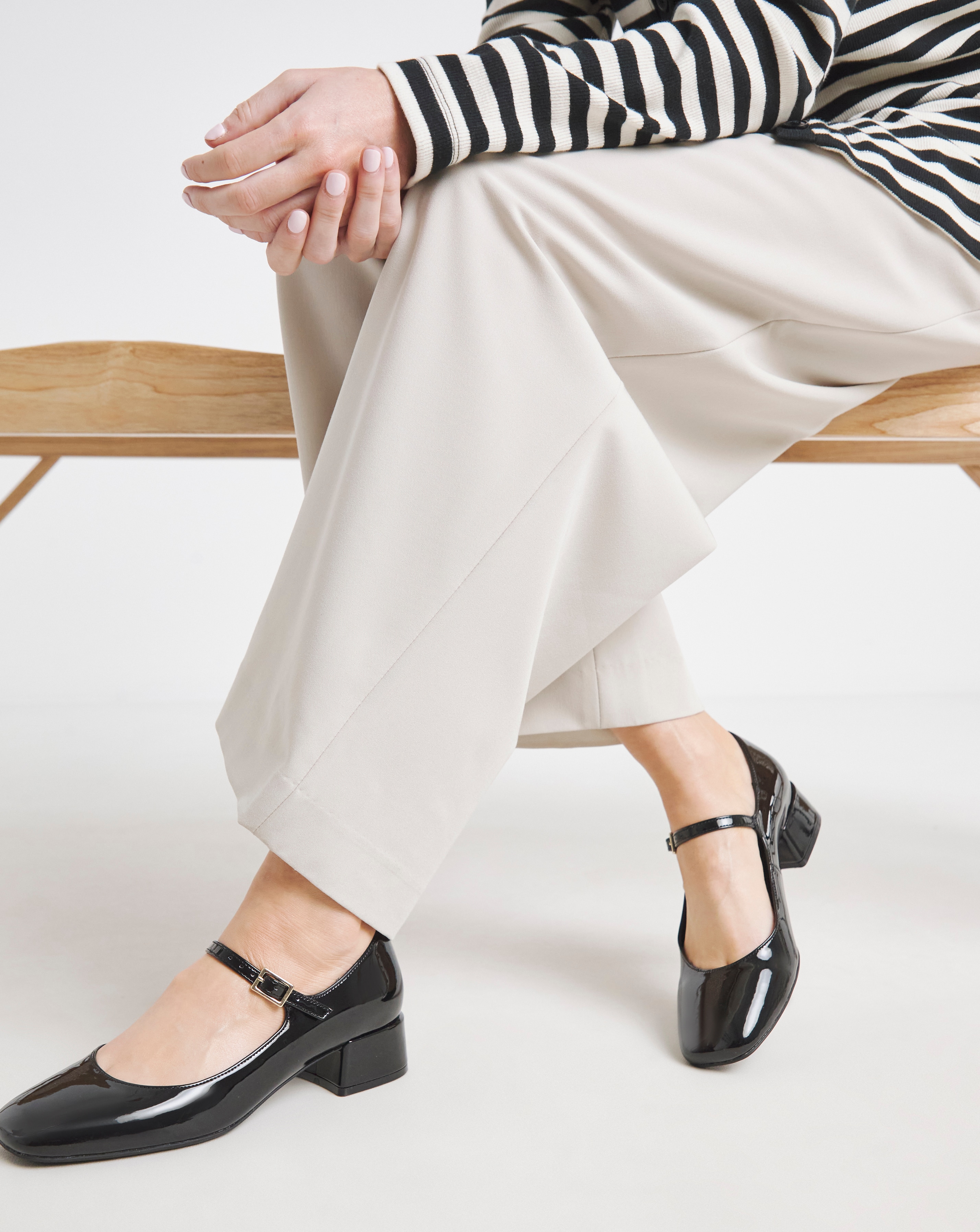 Low Block Heel Mary Jane Wide