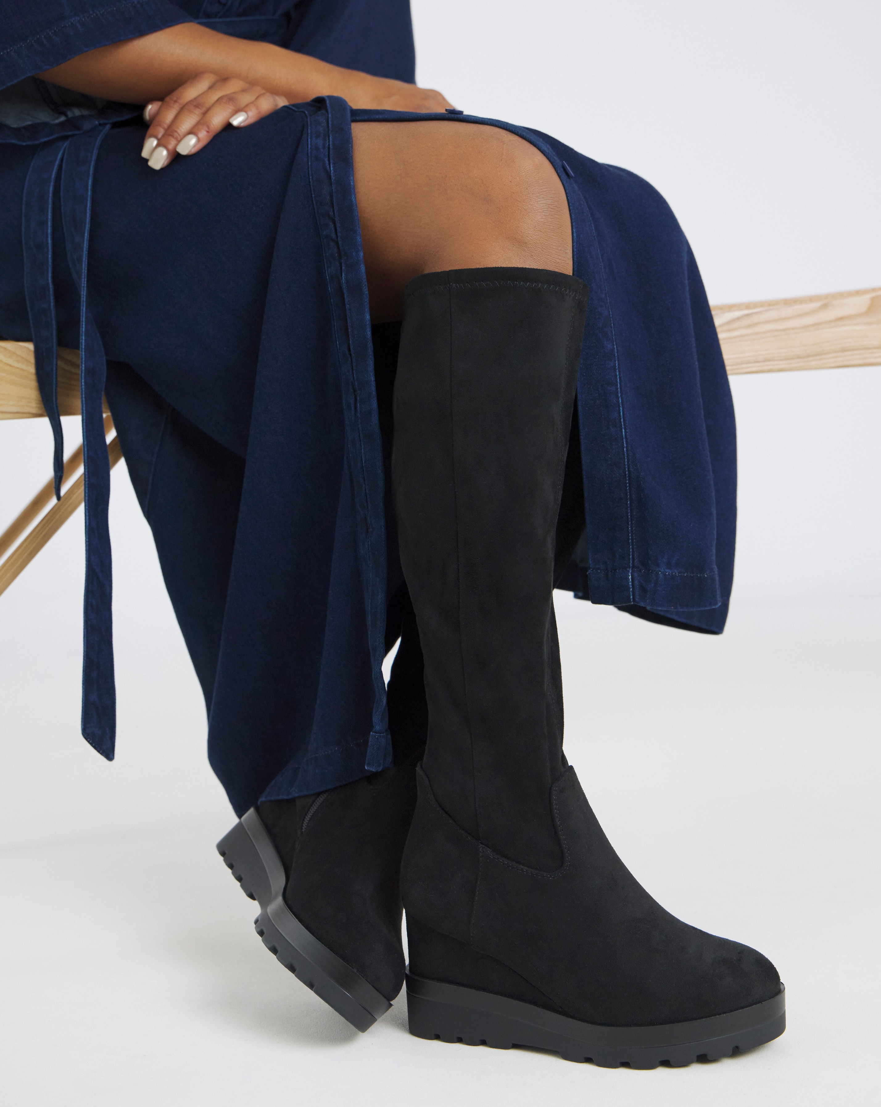 New In - Stretch Wedge Knee High Boot Wide SC-CP