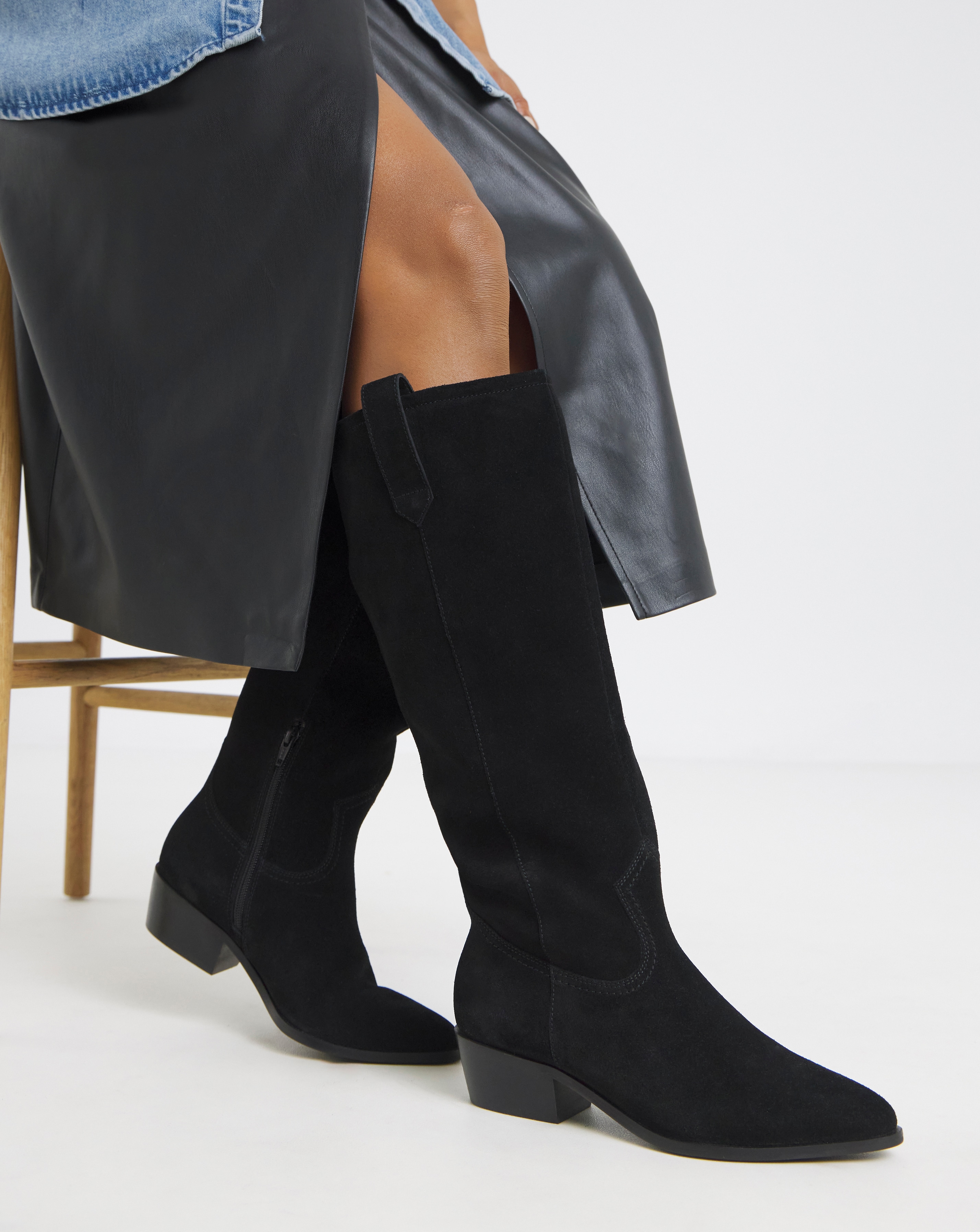 New In - OTK Suede Western Boot Wide C