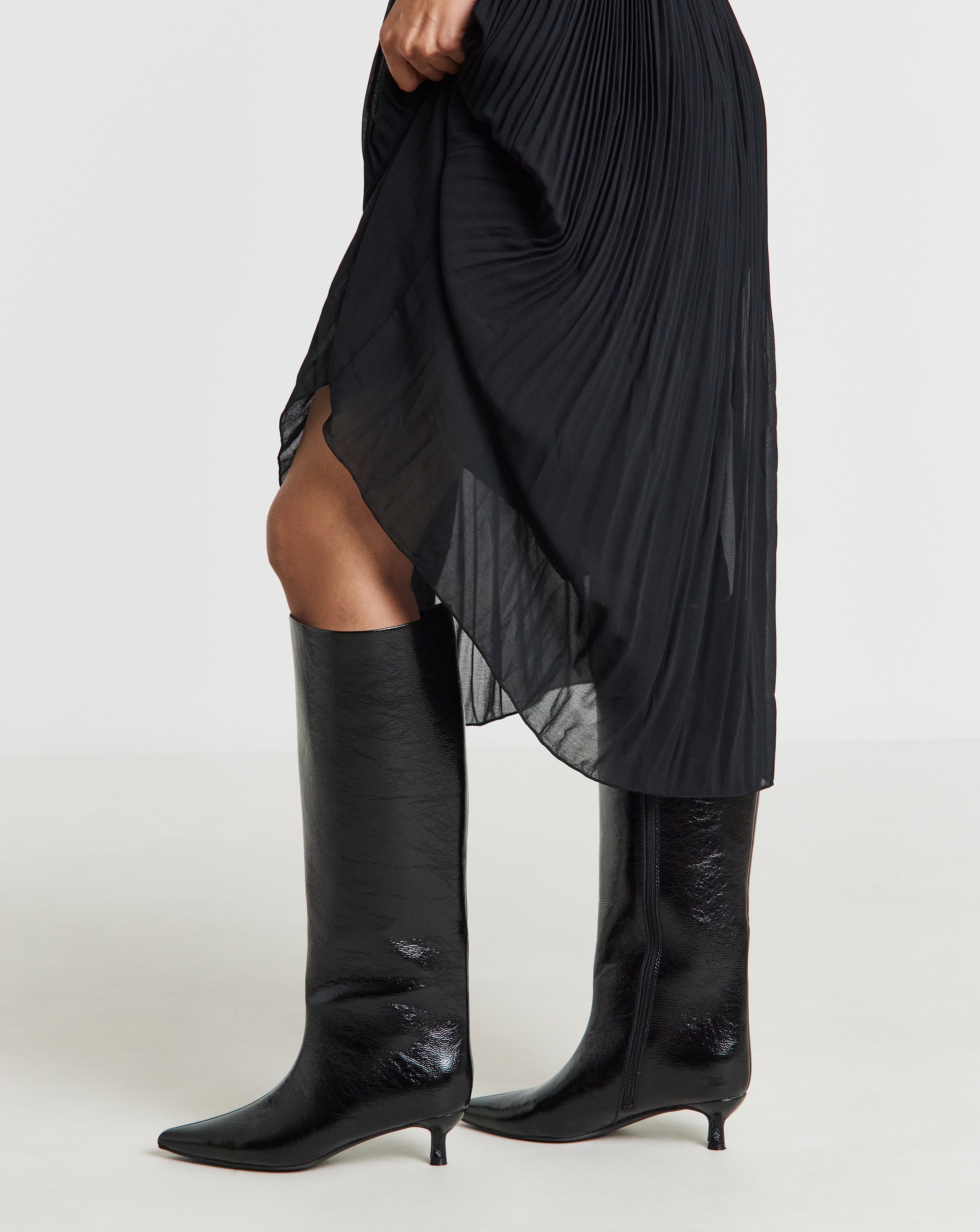 New In - Kitten Heel Straight Boots Wide Curvy