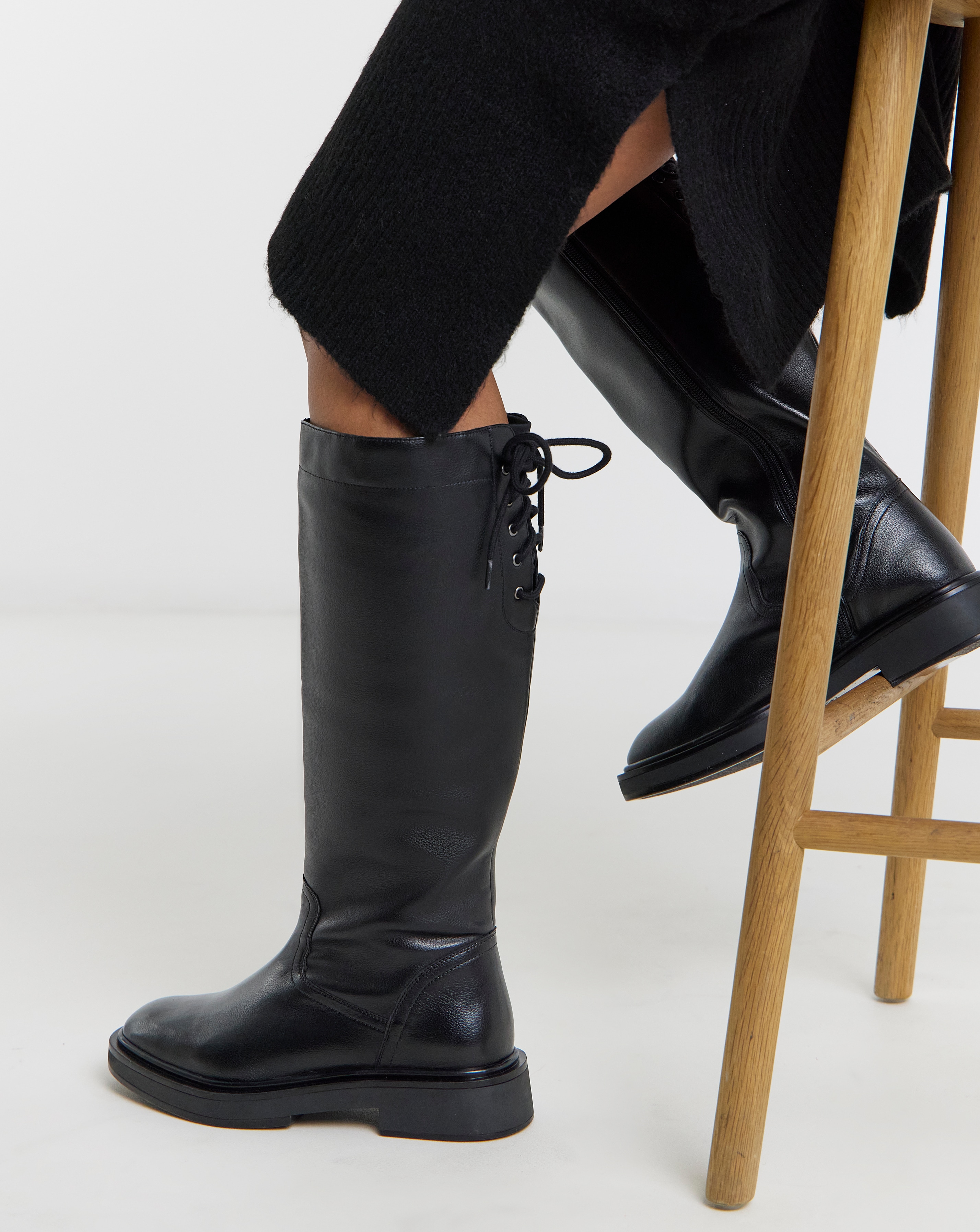 New In - Lace Back Riding Boot Wide C