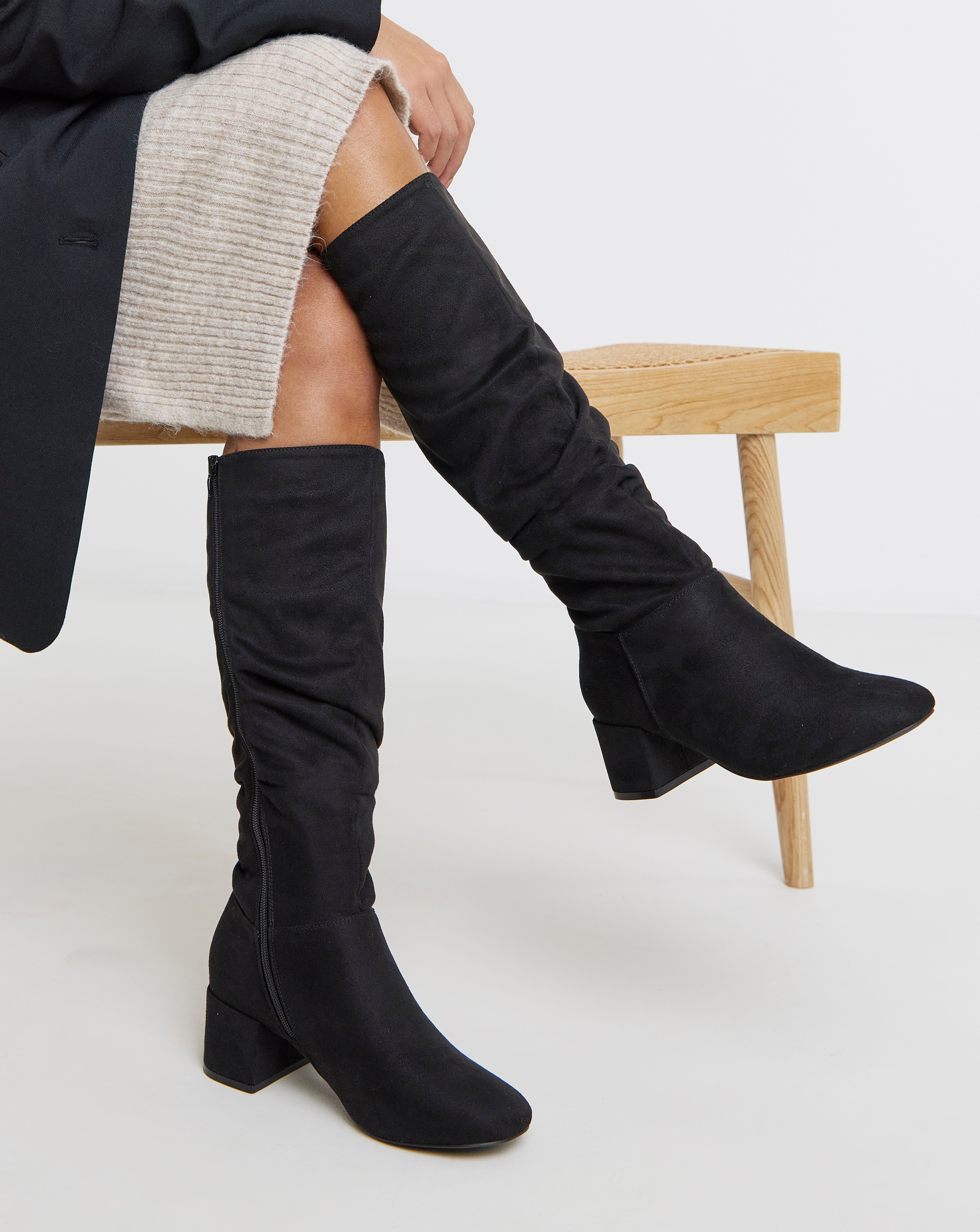 Knee High Block Heel Boot Wide SC