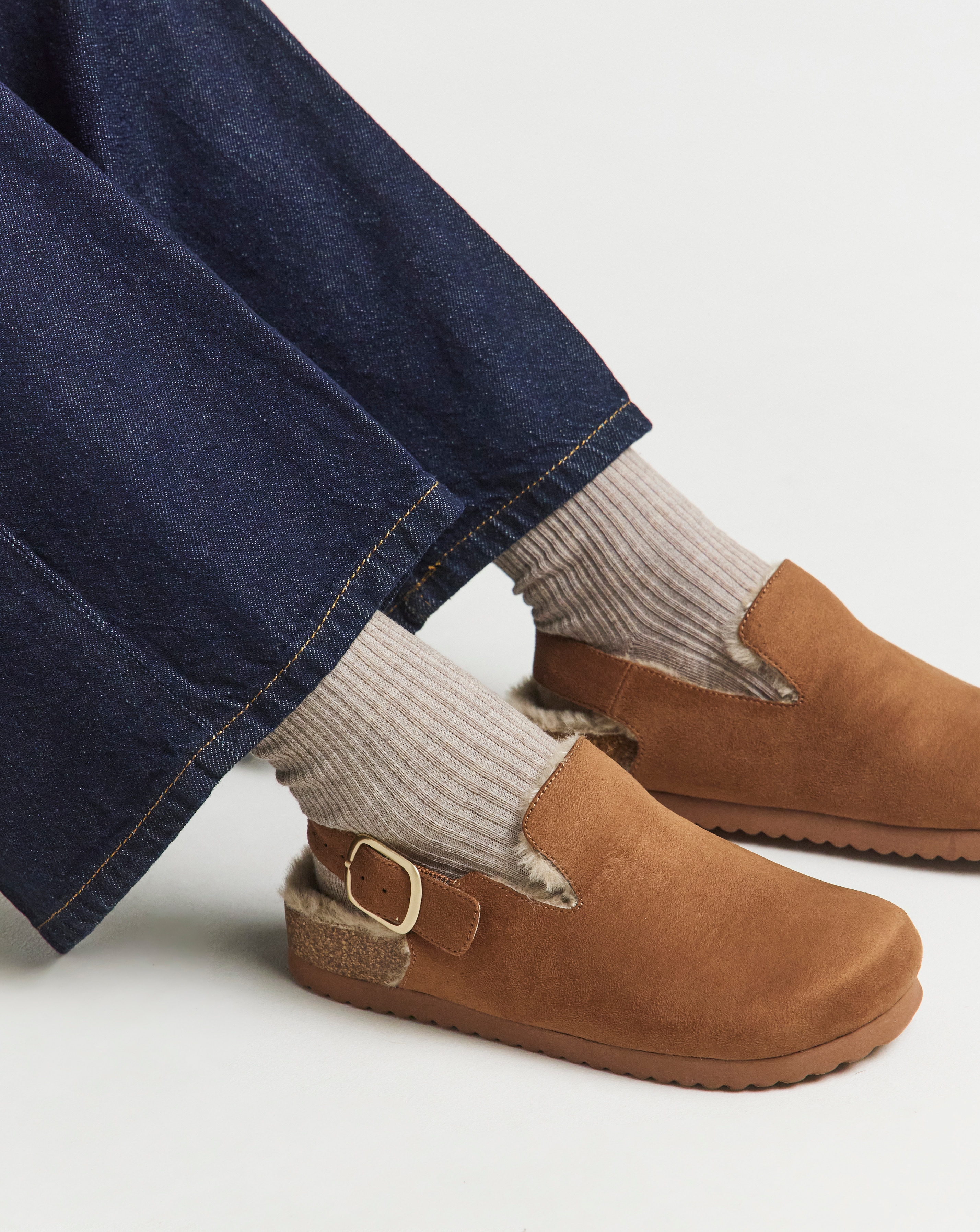 Fluffy Mule Back Strap Wide