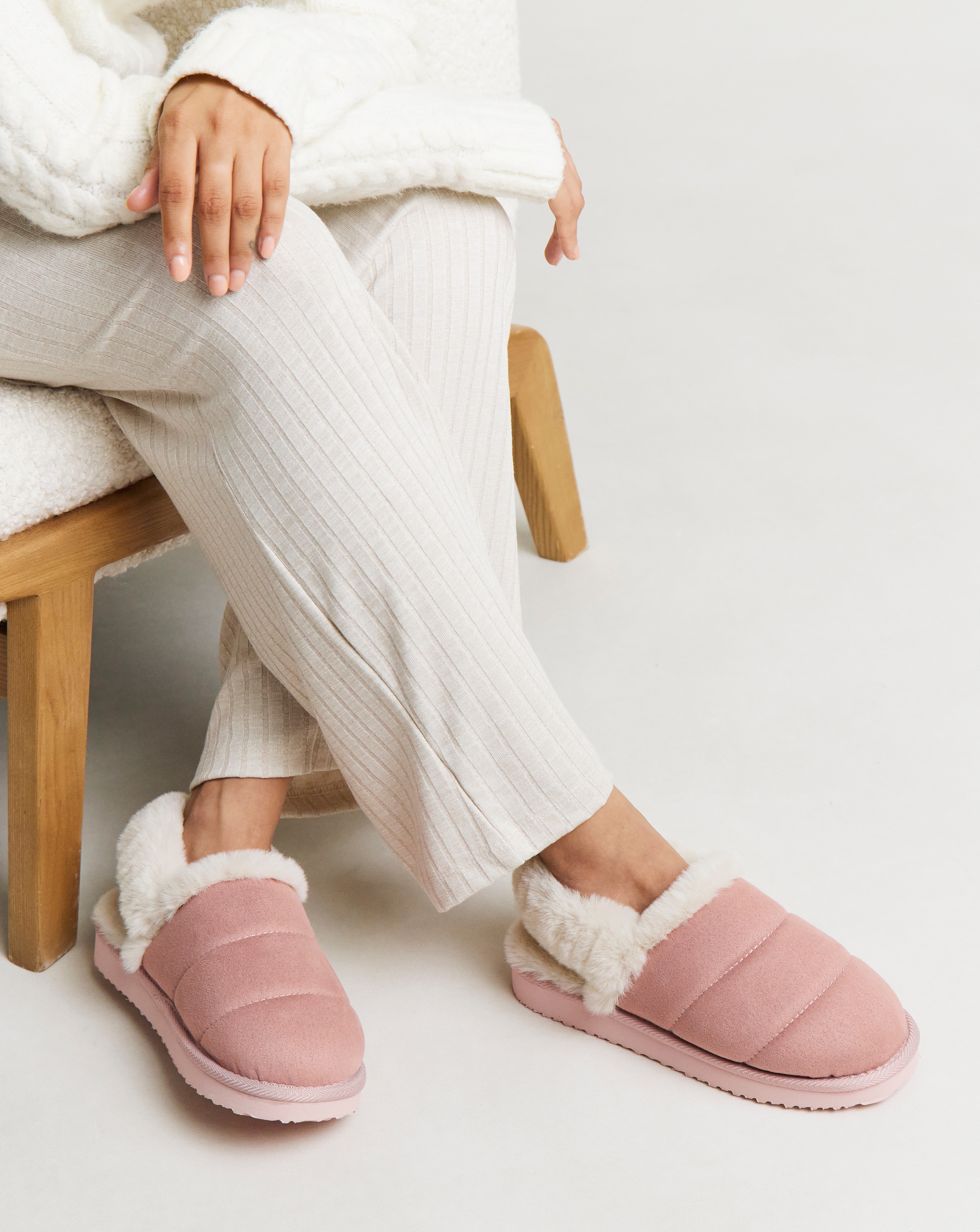 Slingback Fluffy Slipper Wide