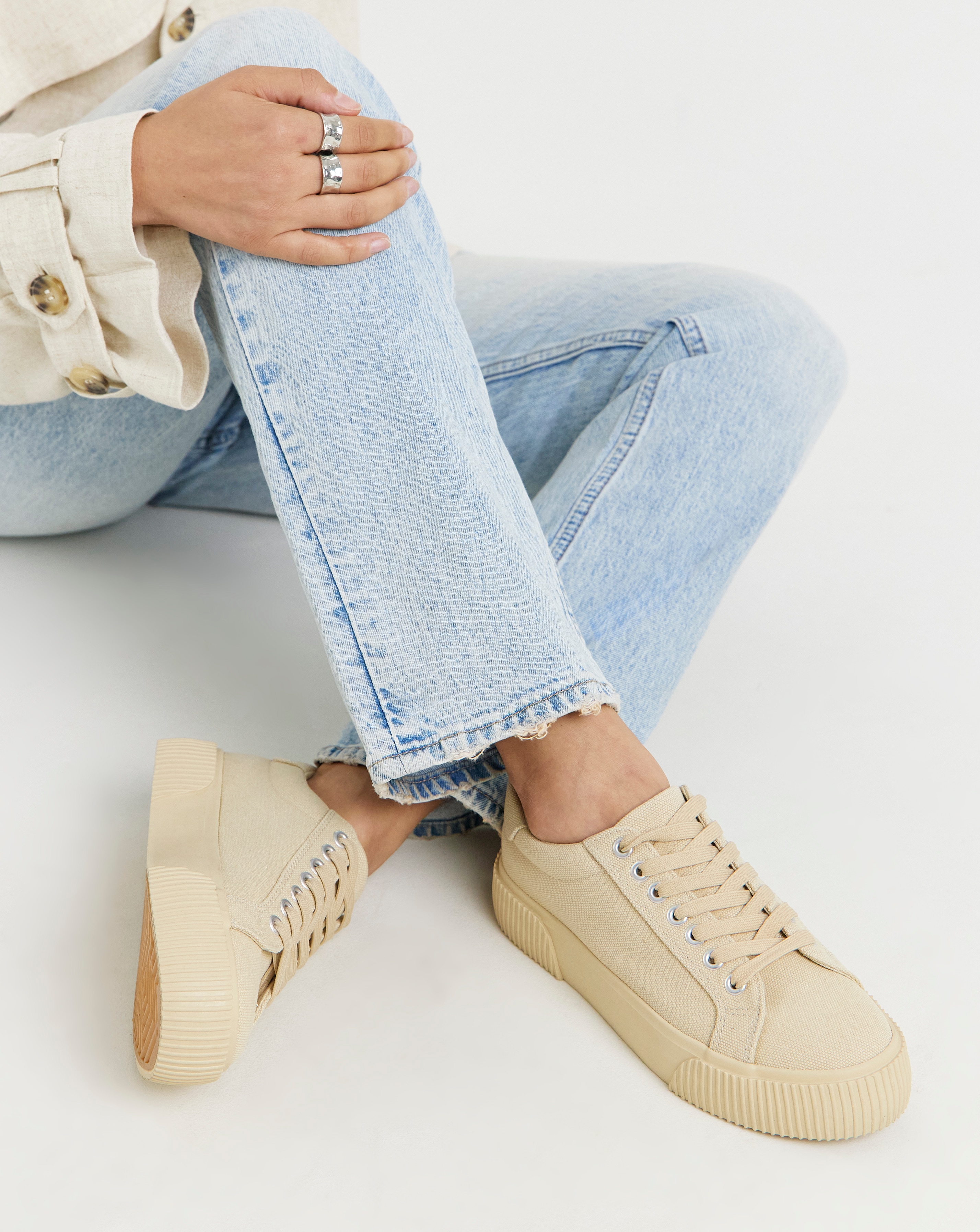 New In - Canvas Trainer Chunky Ribbed Sole Wide