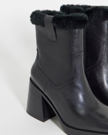 Kai Leather Fur Cuff Platform Boots - Wide Fit (E)