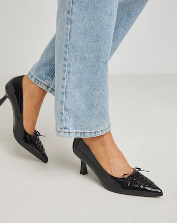 Kiva Lace Front Pointed Toe Court Shoes - Wide Fit (E)