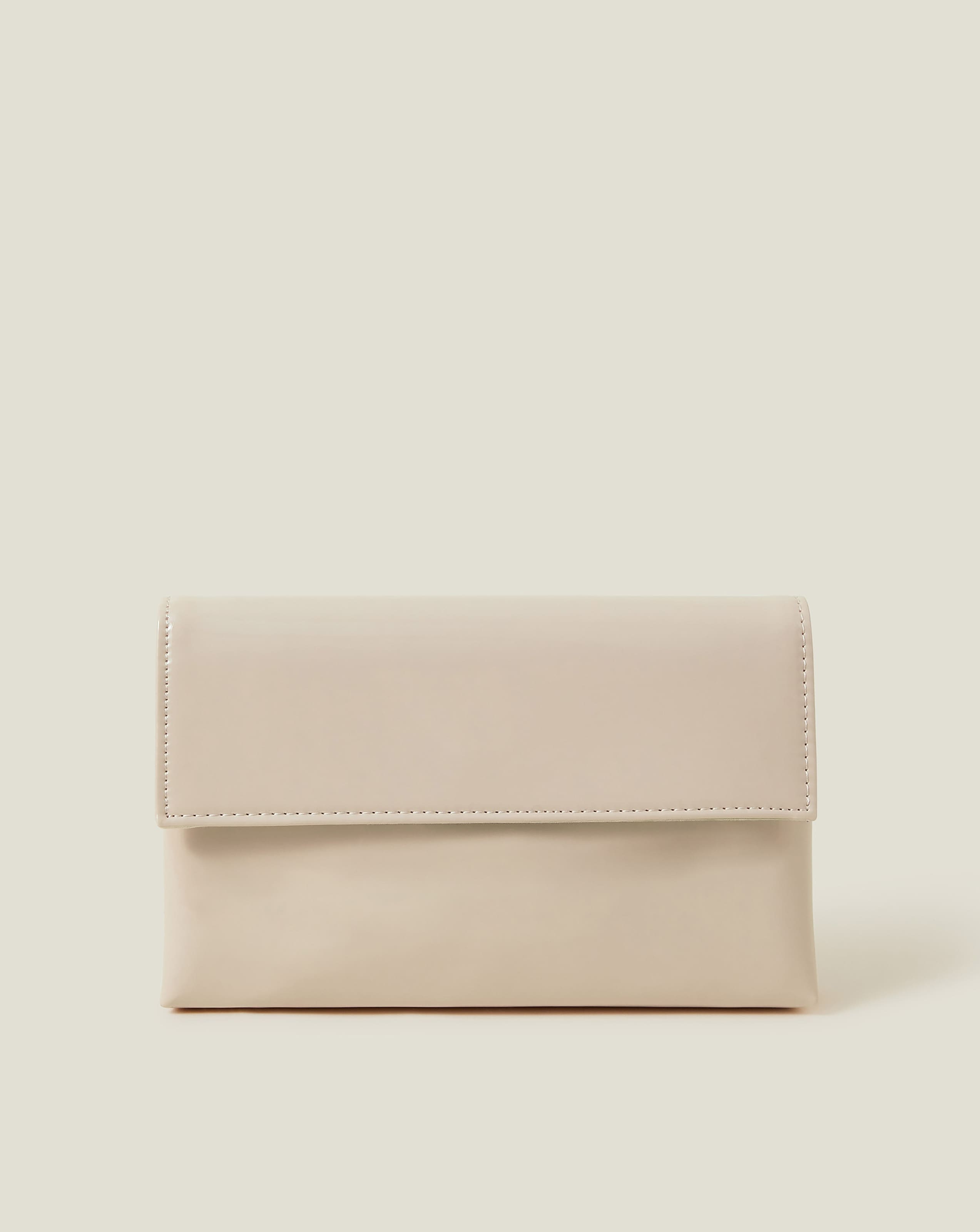 New In - Accessorize Patent Fold-Over Clutch Bag